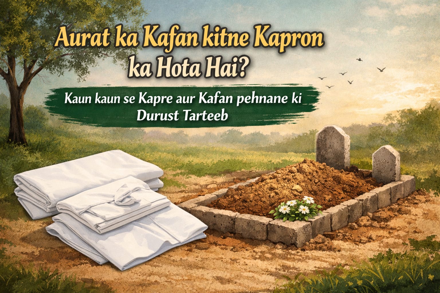 Aurat ke kafan ke 5 kapre – Izar, Qamees, Khimar aur do Lifafah ki tarteeb Islam mein